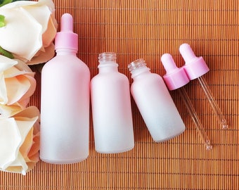 Pretty Care Dropper Bottle Gradient Pink Glass Bottles with Glass Dropper, Empty Tincture Bottles for Essential Oils, Perfume, Bulk Order