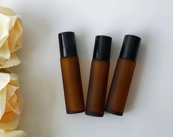 5ml 10ml 15ml Frosted Amber Glass Roll-on Bottles with Stainless Steel Roller Balls for Perfumes Aromatherapy Essential Oils Liquid