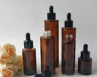 Flacon compte-gouttes en verre ambré de 20 ~ 120 ml, Flacon de teinture avec compte-gouttes pour huiles essentielles, Produits chimiques de laboratoire, Liquides