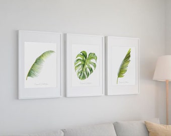 Watercolor Leaf Prints Set, Botanical Wall Art, Nature Decor, Green Leaf Painting, Plant Print, Leaf Art, Modern Home Decor