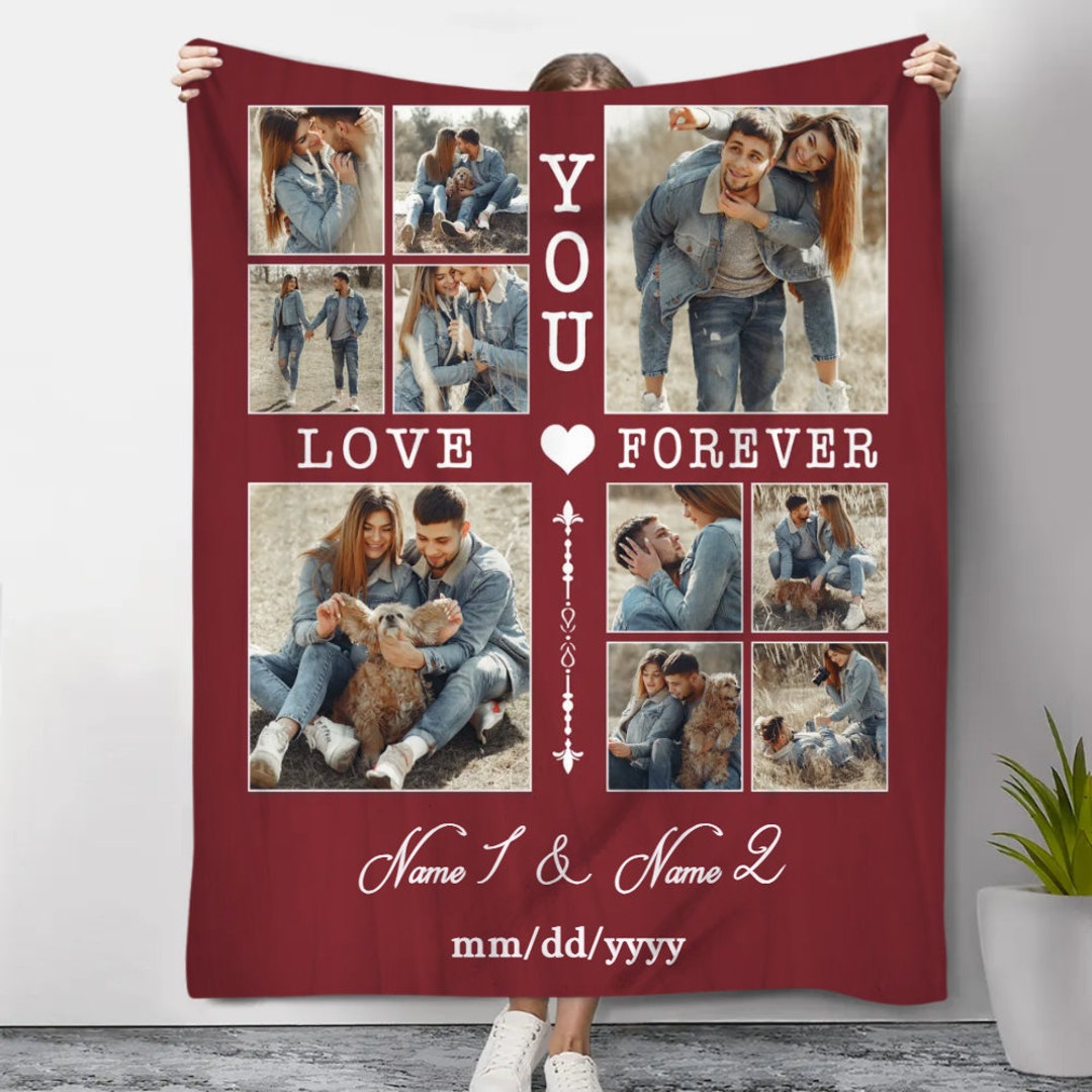 Personalized Couple Blanket With Photo, Custom Photo Blanket for Her