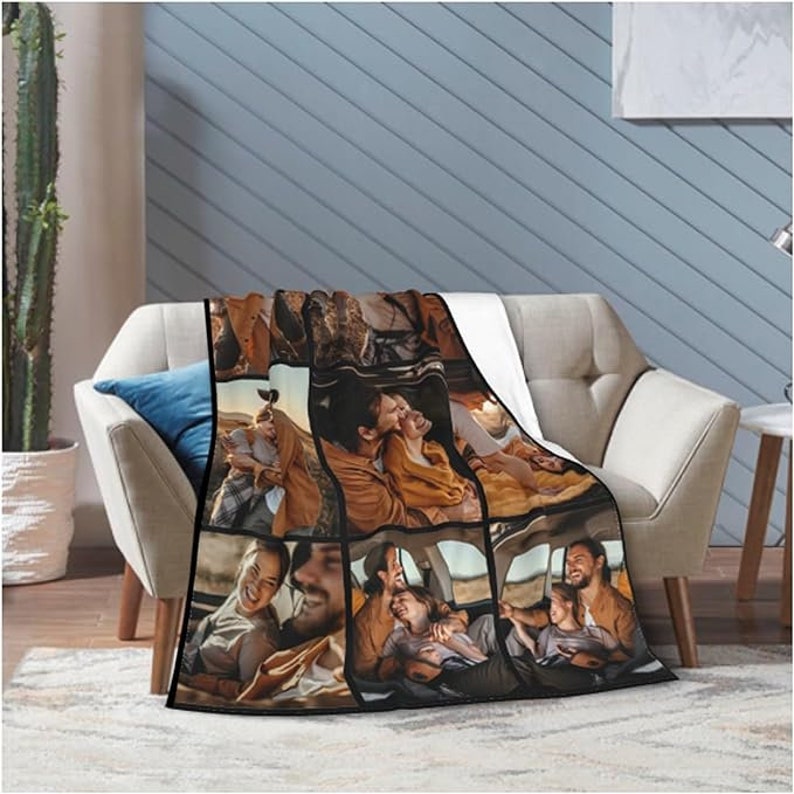 Personalized Couple Blanket With Photo, Custom Photo Blanket for Her