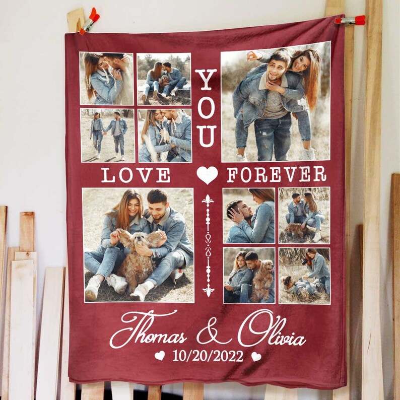 Personalized Couple Blanket With Photo, Custom Photo Blanket for Her