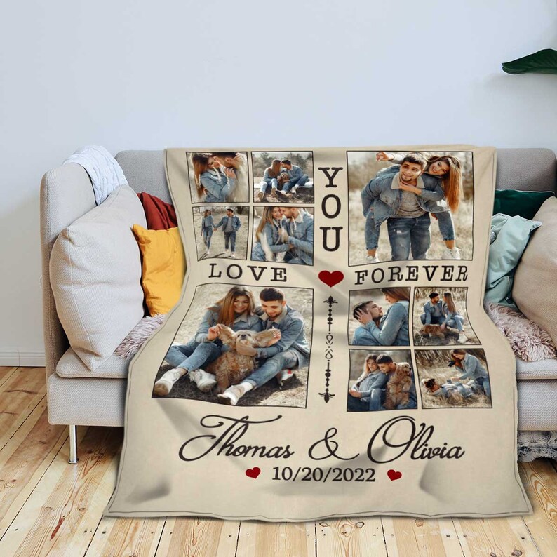 Personalized Couple Blanket With Photo, Custom Photo Blanket for Her