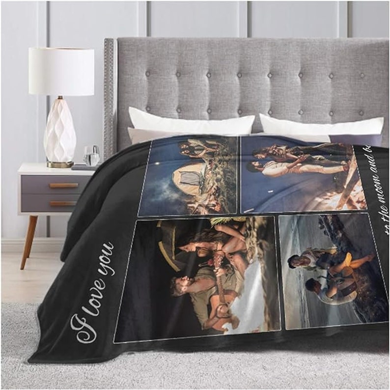 Valentines Custom Blanket With Picture Text Personalized Blankets Picture for Adult Family