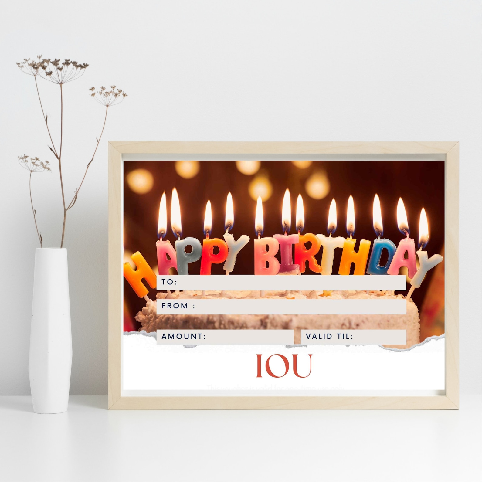 IOU Printable Gift Certificate Birthday Etsy