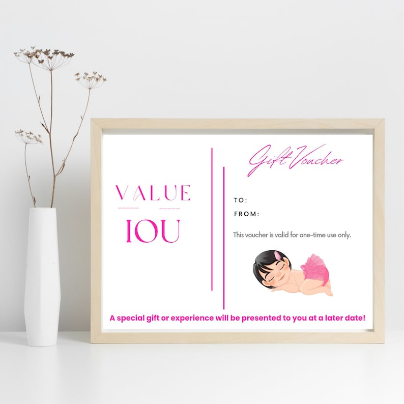 IOU Printable Gift Certificate It's A Girl Etsy