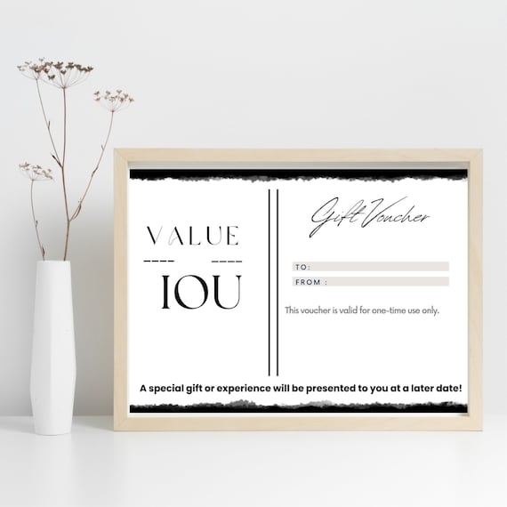 IOU Gift Certificate - Etsy