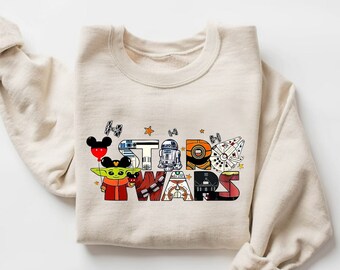 Star Wars Character Sweatshirt, Disney Star Wars Hoodie, Disney Character Sweatshirt, Star Wars Galaxy Sweater, Disney Star Wars Sweatshirt