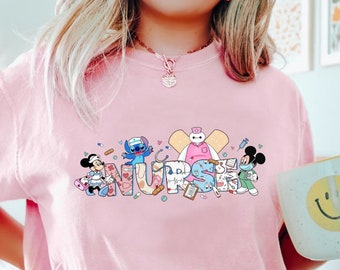 Chemise d'infirmière Disney, chemise de semaine d'infirmière de point, cadeau d'infirmière de Disney, sweat-shirt d'infirmière de Disney, cadeau d'allaitement, chemise de travail et d'accouchement de fête des infirmières