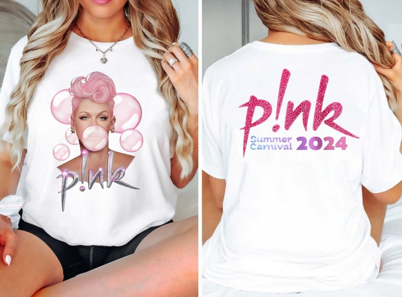 Pnk Pink Singer Summer Carnival 2024 Tour Shirt,Pink Fan Lovers Shirt,Music Tour 2024 Shirt,Trustfall Album Shirt,Concert 2024 Pnk shirt zdjęcie 2