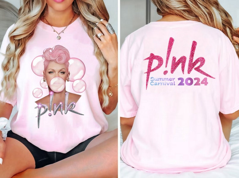 Pnk Pink Singer Summer Carnival 2024 Tour Shirt,Pink Fan Lovers Shirt,Music Tour 2024 Shirt,Trustfall Album Shirt,Concert 2024 Pnk shirt zdjęcie 1