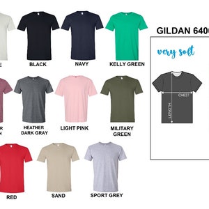a chart showing the sizes and colors of gilan short - sleeved t -