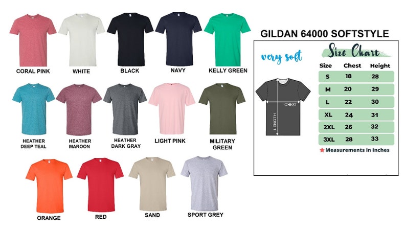 a chart showing the sizes and colors of gilan short - sleeved t -