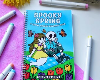 Griezelig schattig volwassen kleurboekpagina spook cadeau-idee voor kind kunstactiviteit spookachtige sfeer kleuren voor meisjes logeerpartijtje activiteit beste vriend cadeau