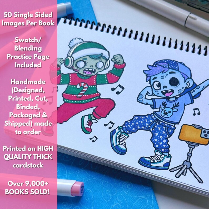 spooky Christmas coloring kid activity relaxing coloring page Christmas gift idea for adult cozy coloring book kids Christmas craft art idea image 3