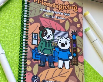 Best Friend gift color book animal lover gift idea for adult relaxation cozy friends color art pages Friendsgiving color activities for kids