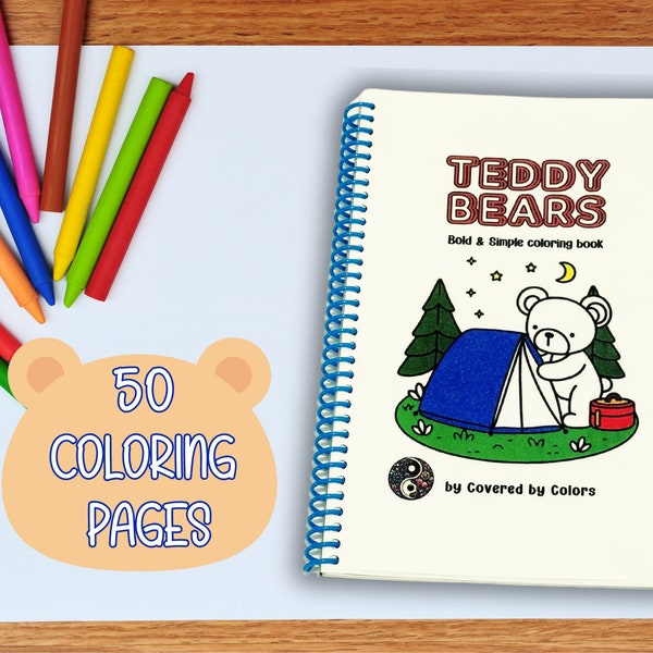 Teddy Bears Bold and Simple Coloring Book Teddie Stress Free Coloring Minimalist Coloring Pages Bear Coloring Teddie Bears Bears Coloring