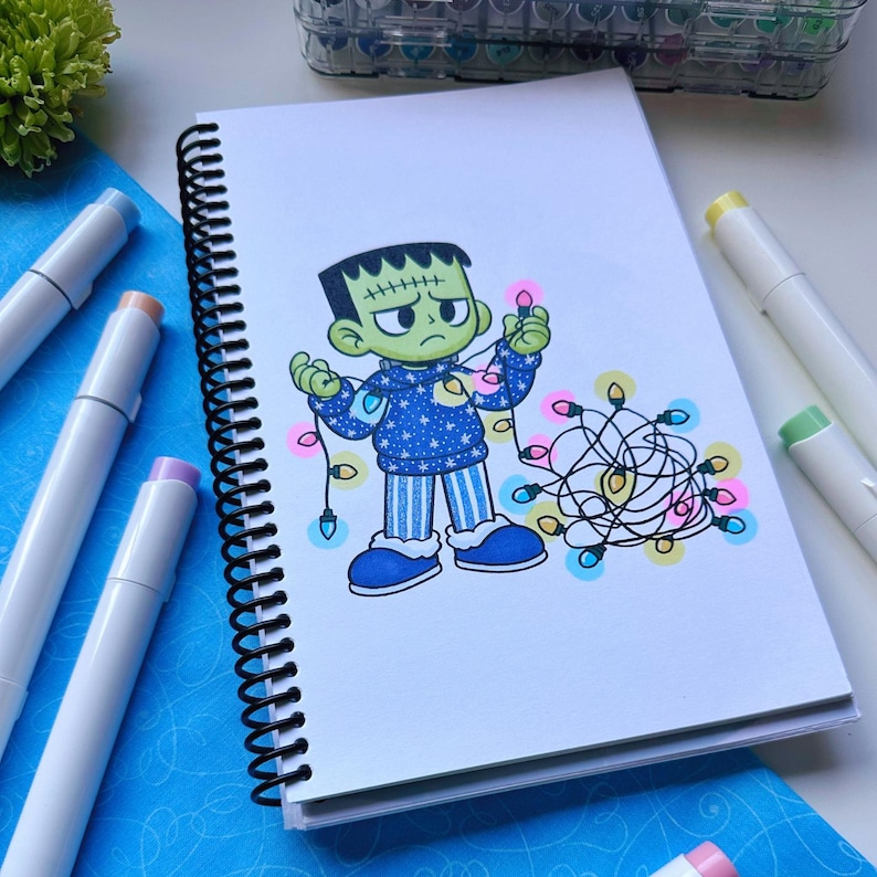 spooky Christmas coloring kid activity relaxing coloring page Christmas gift idea for adult cozy coloring book kids Christmas craft art idea image 4