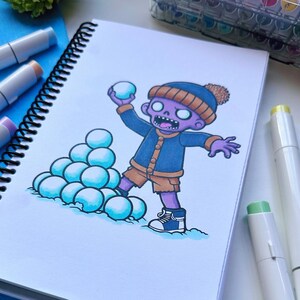 spooky Christmas coloring kid activity relaxing coloring page Christmas gift idea for adult cozy coloring book kids Christmas craft art idea image 6