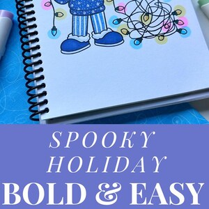 spooky Christmas coloring kid activity relaxing coloring page Christmas gift idea for adult cozy coloring book kids Christmas craft art idea image 10