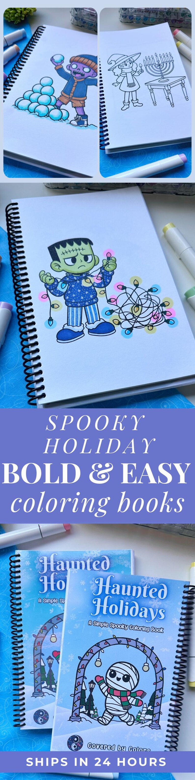 spooky Christmas coloring kid activity relaxing coloring page Christmas gift idea for adult cozy coloring book kids Christmas craft art idea image 10