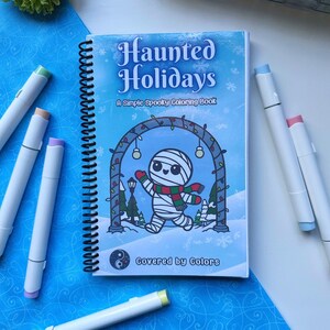 spooky Christmas coloring kid activity relaxing coloring page Christmas gift idea for adult cozy coloring book kids Christmas craft art idea image 8