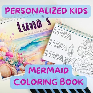 Mermaid Personalized Coloring Book Personally Gifted Coloring Book Custom Kids Name Coloring Book Personal Kids Color mermaid coloring