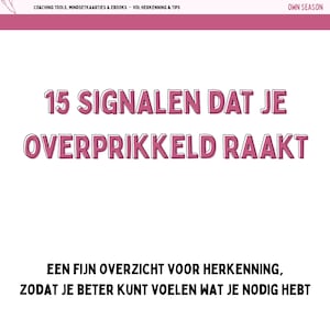 15 signalen dat je overprikkeld raakt | HSP poster | Overprikkeling herkennen | Zenuwstelsel rust | Printable A4 | Zelfzorg & balans