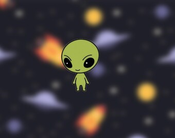 Cute Green Alien Sticker for Laptop \ Water bottle \ tumbler