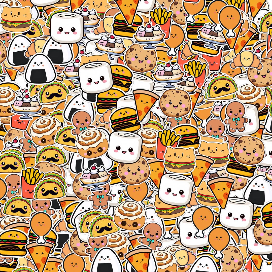 Cute Kawaii Food Mini Sticker Pack - Etsy