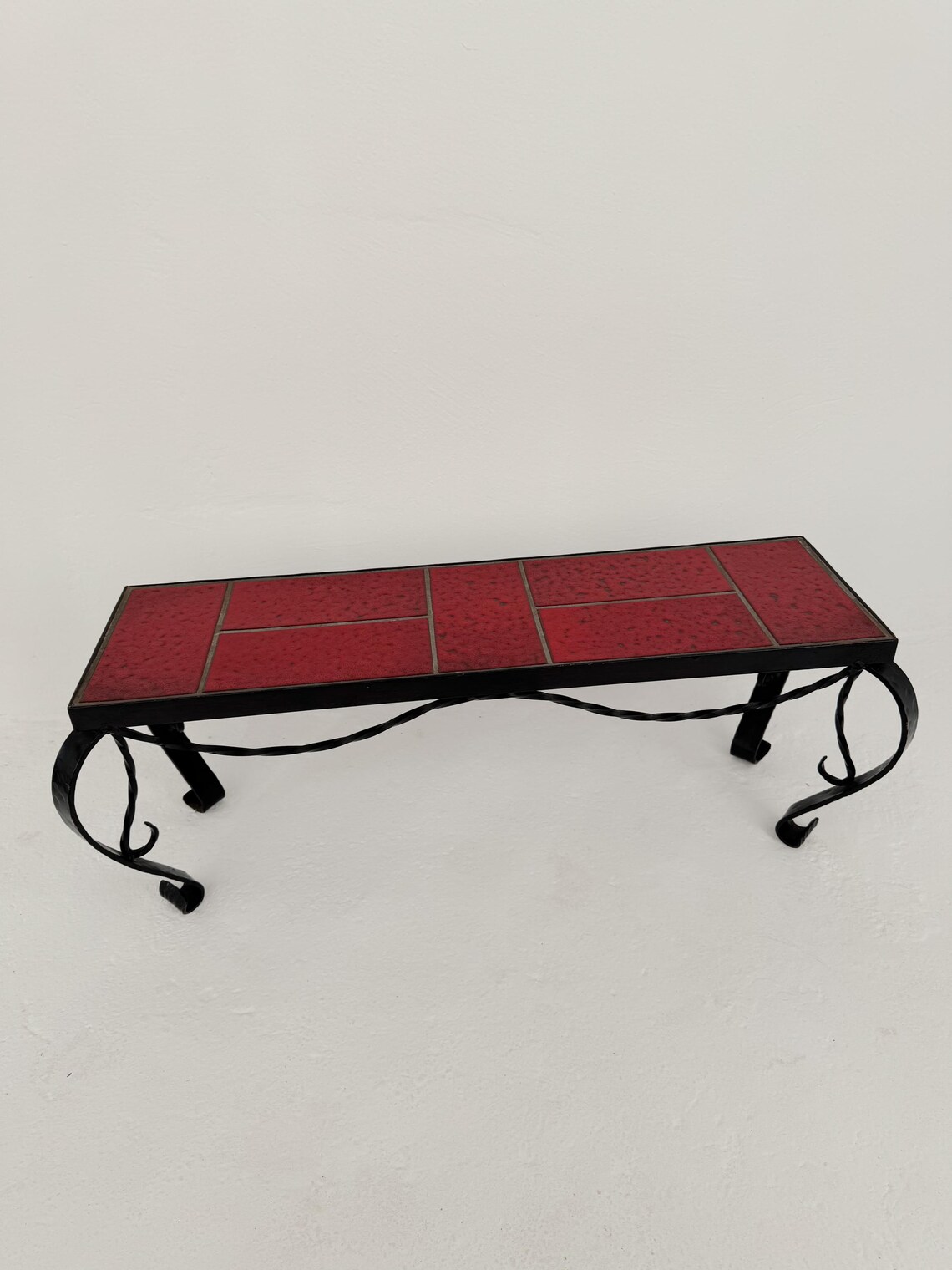 Vintage Mid Century Modern Forged Iron With Tile Side Table/Plant Stand,Modernist Home Decor, foto 2 de 5