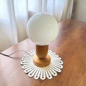 Vintage Mid Century Modern Belgian wood and glass table lamp, Modernist accent lamp, MCM contemporary lighting