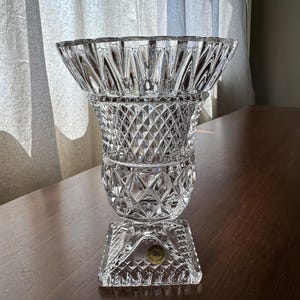 Vintage MCM Bleikristall cut glass 24% lead crystal vase from Bavaria Germany, Mid Century Modern