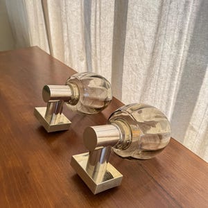 Vintage Modernist Smoked Glass Wall Lamps - Mid Century MCM Lighting