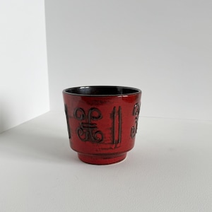 Vintage MCM ILKRA EDEL Keramik Übertopf: Rot & Schwarz