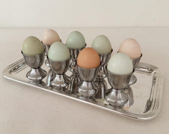 Mid Century Modern Vinrage Stainless Steel Egg Cup Set of 8: Silver MCM Serveware