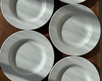 Set van 6 vintage witte porseleinen witte borden van IKEA by Susan Pryke, minimalistisch servies