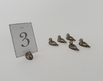 Set med 6 vintage modernistiska italienska silverpläterade ankplaceringskortshållare, vintage porslin