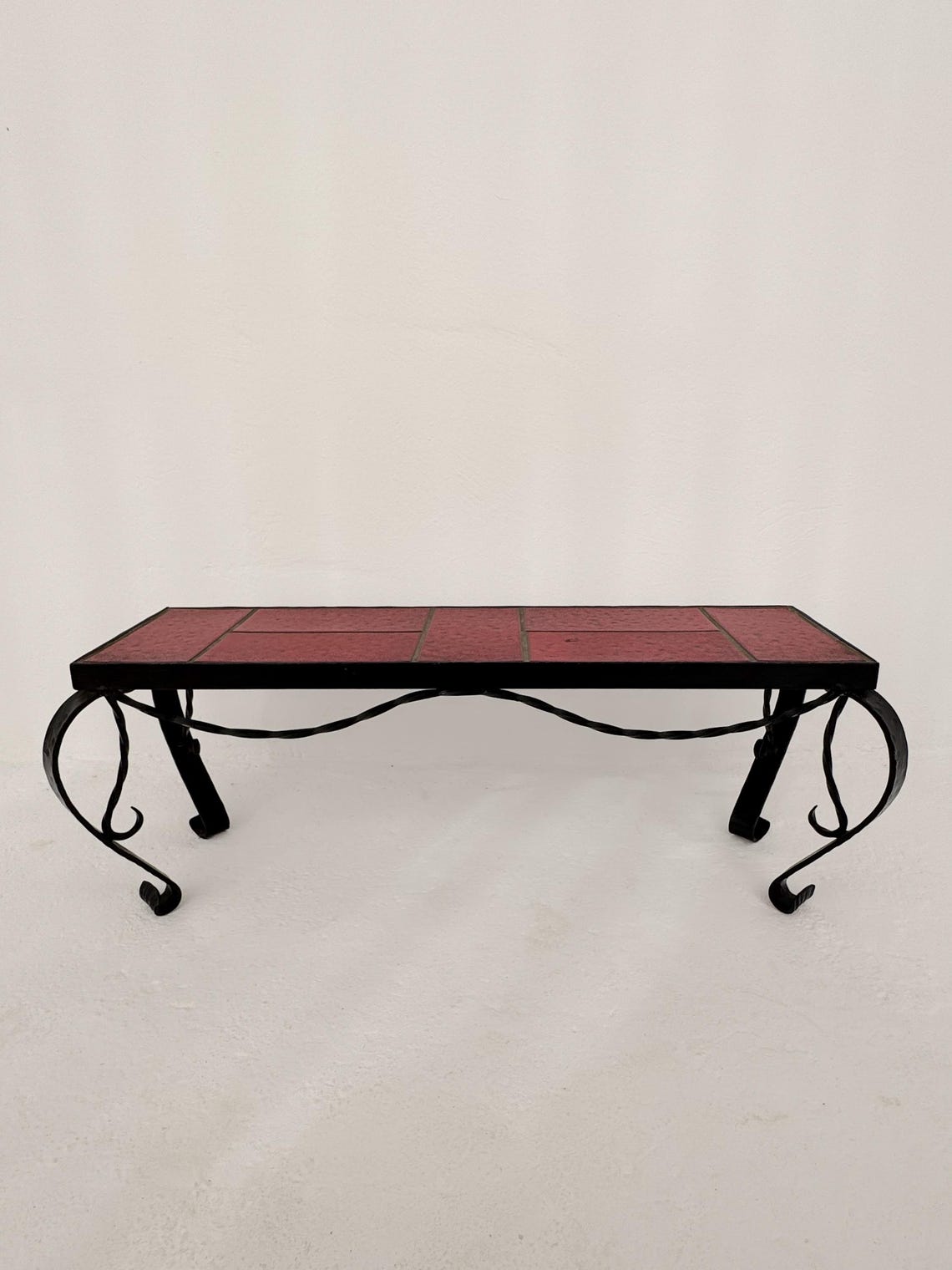 Vintage Mid Century Modern Forged Iron With Tile Side Table/Plant Stand,Modernist Home Decor, foto 3 de 5