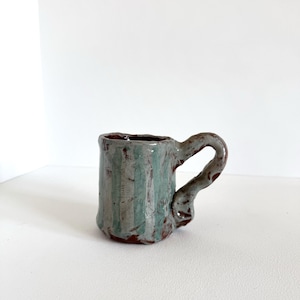 Taza de cerámica de terracota de estudio de arte hecho a mano MCM de estilo retro moderno de mediados de siglo