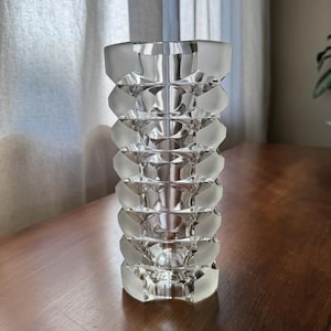 Vintage MCM J.G. Durand for Luminarc France geometric clear and frosted glass, Mid Century Modern