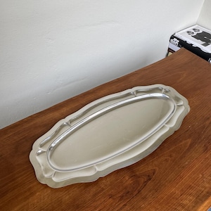 Vintage Inox Fish Serving Platter: Mid-Century Modern Silver Tray