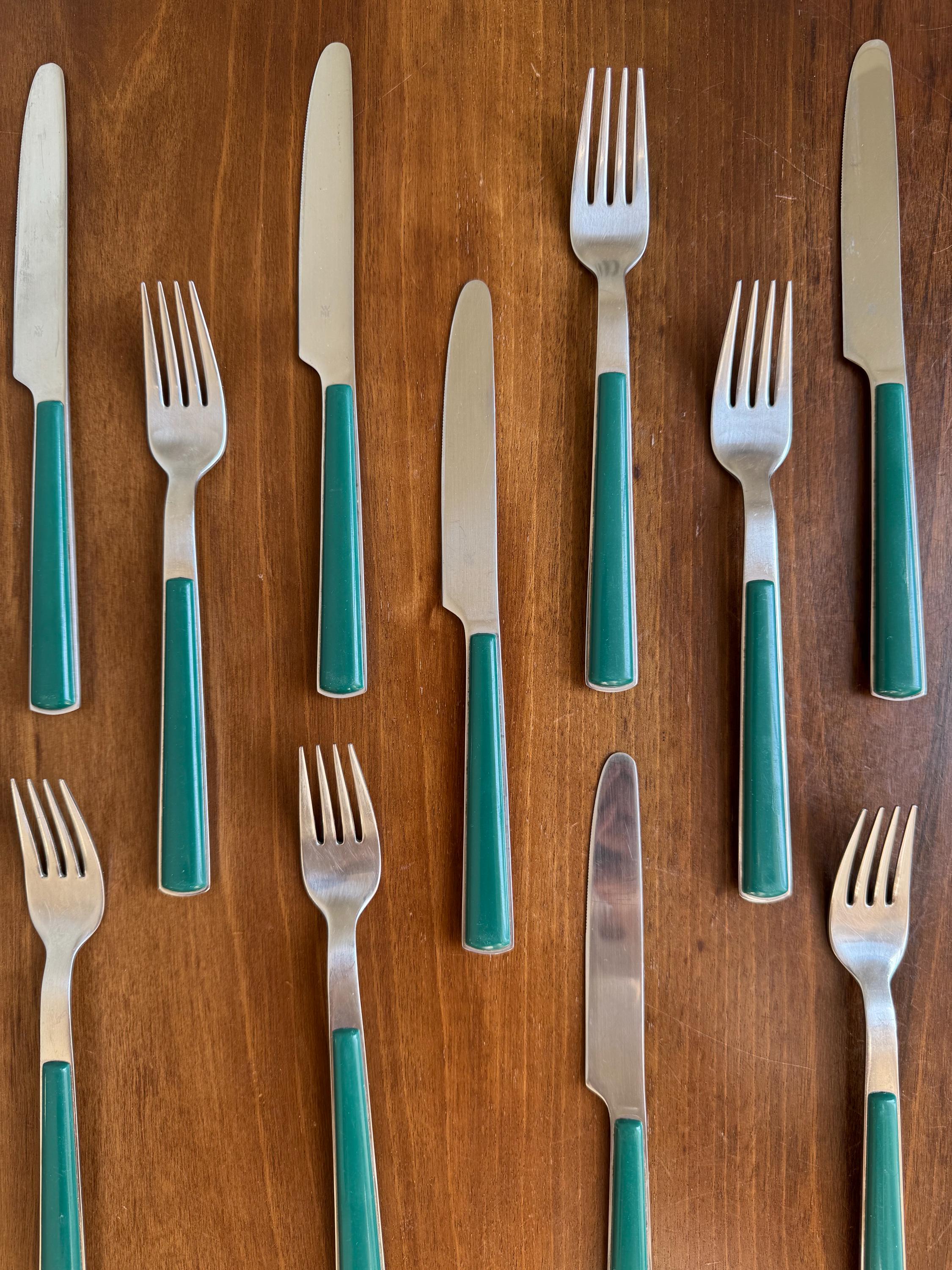 WMF Cromargen Besteck Set: Mid-Century Modern Grünes Griff Besteck