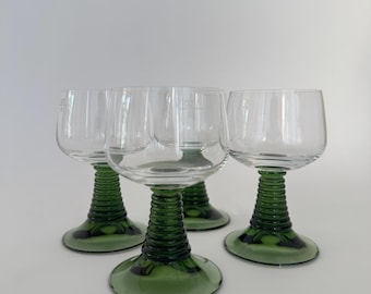 Een set van 4 vintage MCM Gren Bijenkorf wijnglazen, modern bargerei uit het midden van de eeuw