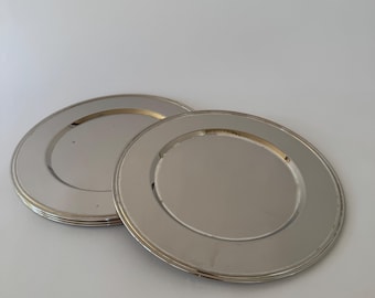 Vintage MCM Silver Plated Charger Plates - Set of 4 Antique Plates