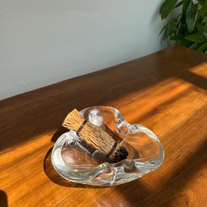 Vintage Val Saint Lambert Kristall Aschenbecher: Mid-Century Moderne belgische Glasschale