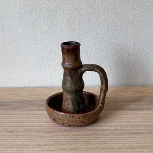 Vintage Mid century Modern handmade ceramic Orezza candleholder, Modernist pottery, boho candlestick holder