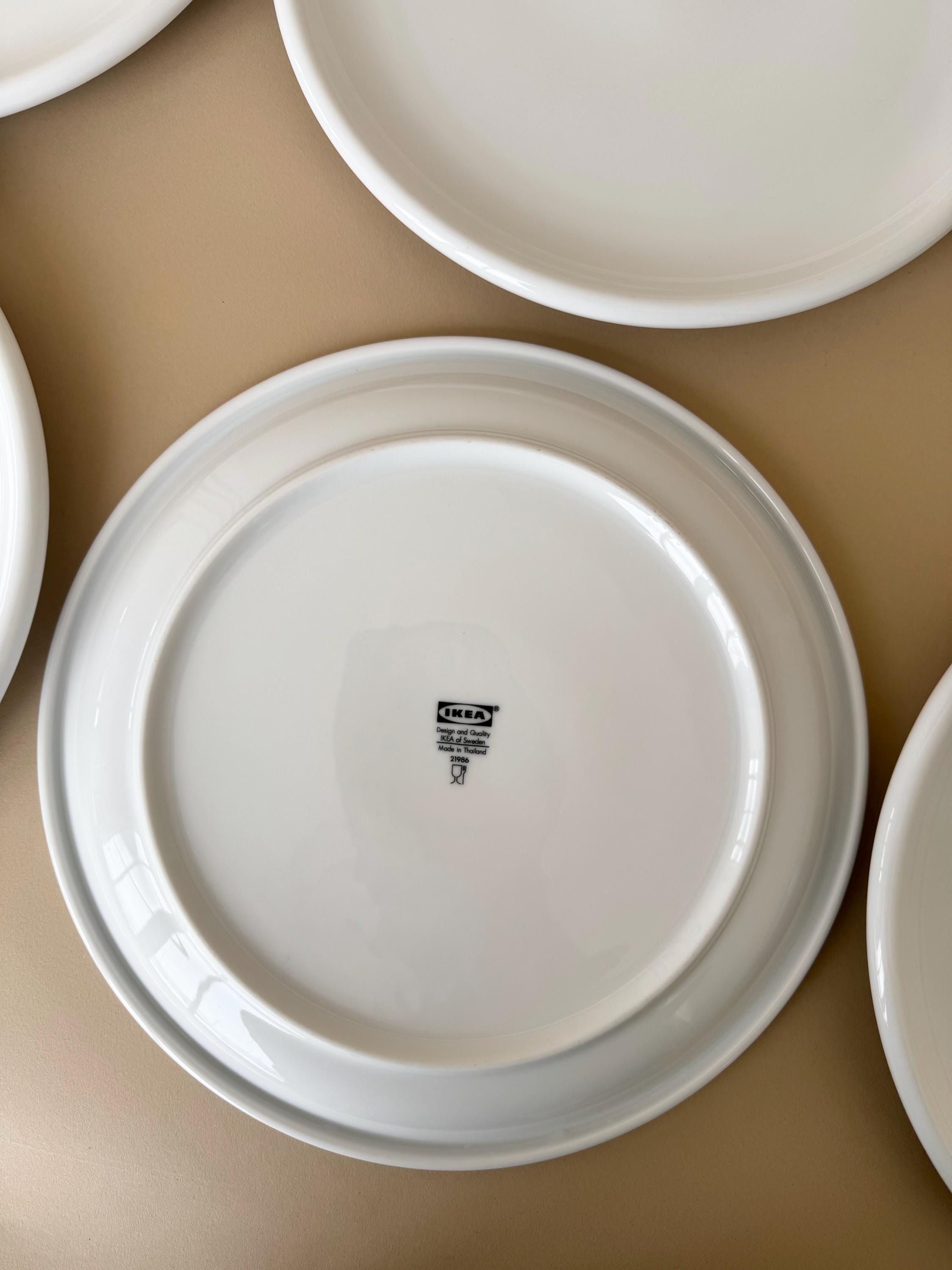 Set von 6 Vintage IKEA x Rondo weiße Porzellan hohle Essteller, minimalistisches Geschirr