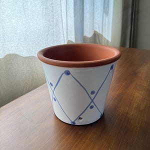 Vintage Handmade and Hand Painted Terracotta Indoor/Outdoor Flower Pot/Planter
